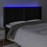  LED uzglavlje crno 203 x 16 x 118/128 cm baršunasto | shoptok.hr