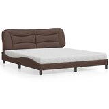 vidaXL Postelja z vzmetnico rjava 180x200 cm umetno usnje | Shoptok.si