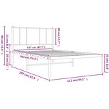  Metalni okvir za krevet s uzglavljem bijeli 107x203 cm | shoptok.hr