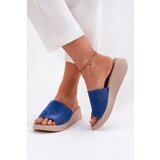 Panto Fino Women's Suede Wedge Sandals Blue | shoptok.hr