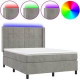  box spring s madracem LED svjetlosivi 140x190 cm baršun | shoptok.hr