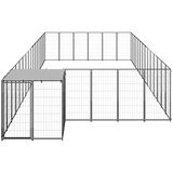 vidaXL pasji boks črn 26,62 m² jeklo | Shoptok.si