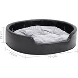  Krevet za pse crno-sivi 79 x 70 x 19 cm od pliša i umjetne kože | shoptok.hr