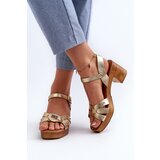 EVENTO Women's High Heel Sandals in Gold Eco Leather Assames | ePonuda.com