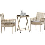  3-delni vrtni bistro set s blazinami bež polira, (22015379) | Shoptok.si
