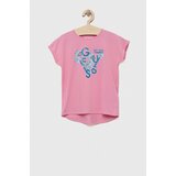 Guess Otroška kratka majica roza barva | Shoptok.si