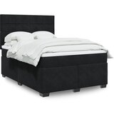 vidaXL Box spring postelja z vzmetnico črna 140x200 cm žamet | Shoptok.si
