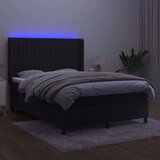  Box spring postelja z vzmetnico LED črna 140x200 cm žamet, (20899494) | Shoptok.si