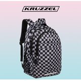 Kruzzel školski ruksak s torbom za tjelesni, crni karirani, 22 l, 45 cm | shoptok.hr