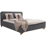 MID.YOU OBLAZINJENA POSTELJA 180 cm x 200 cm , les, umetna masa, tekstil, leseni material antracit | Shoptok.si