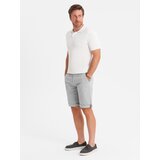 Ombre Men's classic chino shorts with rolled up leg - grey | shoptok.hr