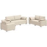 SOFA 3 pcs Bež 219 x 80 x 82 cm Platnasta tkanina | shoptok.hr