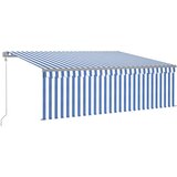  Automatska tenda s roletom i senzorom LED 4 x 3 m plavo-bijela | shoptok.hr