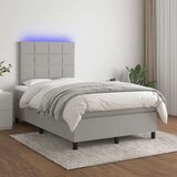 Box spring postelja z vzmetnico LED sv. siva 120x200 cm blago, (20789462) Cene