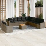 Maison Chic Seti vrtnega pohištva - Vrtna garnitura - Vrtni pohištvo set 12-delna z blazinami siva poli ratan, (21811285) | Shoptok.si