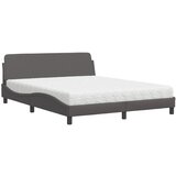 vidaXL Postelja z vzmetnico siva 160x200 cm umetno usnje, (21216443) Cene