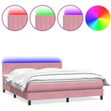 Krevet s oprugama i madracem LED ružičasti 180x210 cm baršunasti | shoptok.hr
