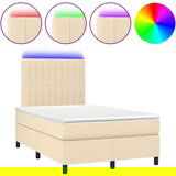 The Living Store Box spring postelja z vzmetnico LED krem 120x200 cm blago - Box Spring Postelja, (21450026) | Shoptok.si