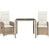  3-dijelni vrtni bistro set od poliratana s jastucima bež | shoptok.hr