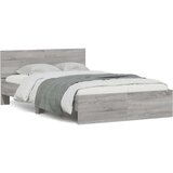 Maison Chic Posteljni okvir - Dvoposteljna postelja - Zakonska postelja z vzglavjem in LED siva sonoma 140x200 cm-J16151, (21767822) | Shoptok.si