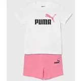 Puma Otroški bombažni komplet Minicats & Shorts Set roza barva