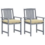  Vrtne stolice s jastucima 2 kom sive od masivnog drva bagrema | shoptok.hr