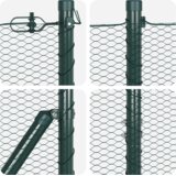 vidaXL Šesterokotna ograja Zelena 1.6x10 m Jeklo, Stebri ograje 7 kosov Zeleni Ø32 mm 210 cm Galvanizirano jeklo | Shoptok.si