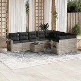 Maison Chic Seti vrtnega pohištva - Vrtna garnitura - Vrtni pohištvo set 10-delna z blazinami sv. siv poli ratan, (21817333) | Shoptok.si