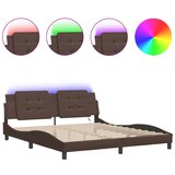  The Living Store Posteljni okvir z LED lučkami rjav 180x200 cm umetno usnje - Posteljni Okvir, (21445948) | Shoptok.si