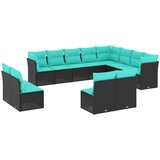  12-dijelni vrtni set s jastucima crni poliratan | shoptok.hr