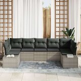 vidaXL 7-delna vrtna sedežna garnitura z blazinami svetlo siva poli ratan, (22090822) | Shoptok.si