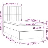  box spring s madracem LED tamnosivi 90x190 cm baršun | shoptok.hr