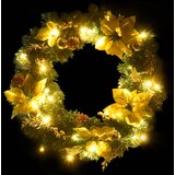  Božićni vijenac s LED svjetlima zeleni 60 cm PVC | Eponuda.com