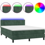 vidaXL Box spring postelja z vzmetnico LED tem. zelena 140x1 | Shoptok.si