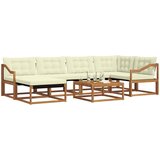  Set vanjskih sofa 7 kom. Prirodna i krem Čvrsto drvo akacije | shoptok.hr
