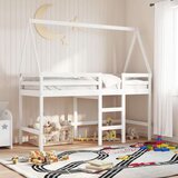 vidaXL Krevet na kat s ljestvama i krovom bijeli 80x200 cm od borovine | shoptok.hr