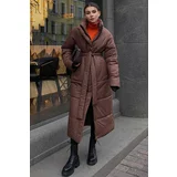 Madmext Women's Brown Long Puffer Coat