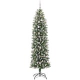 vidaXL Umetno vitko božično drevo med 300 LED Zelena in bela 240 cm | Shoptok.si