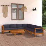 vidaXL 8-dijelna vrtna garnitura s tamnosivim jastucima bagremovo drvo | shoptok.hr