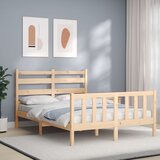 vidaXL Posteljni okvir z vzglavjem 140x190 cm trden les Cene