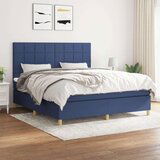  Box spring postelja z vzmetnico modra 160x200 cm blago, (20893454) Cene