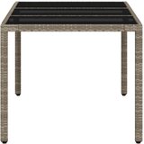  Vrtni stol sa staklenom pločom sivi 150x90x75 cm od poliratana | Eponuda.com