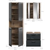 MID.YOU Kopalnica Ice, Črna, Barva Hrasta, 3-Delni | Shoptok.si
