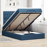 Otomanski okvir kreveta s madraca plavi 120x190 cm od tkanine | shoptok.hr
