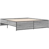  Okvir za krevet boja hrasta 200x200cm konstruirano drvo i metal Siva 200 x 200 cm | Shoptok.si