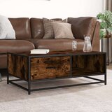 vidaXL Stolić za kavu boja dimljenog hrasta 90x57x35 cm drvo i metal | shoptok.hr