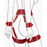 SuperLove Premium Waist & Thighs Handcuffs Restraint Kit Red Cijene