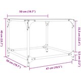 Stolić s prozirnom staklenom površinom 50 x 50 x 40 cm čelik | shoptok.hr