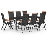  9-dijelni vrtni blagovaonski set aluminijski crni Cijene