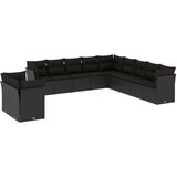 vidaXL Vrtna sedežna garnitura 11-delna z blazinami črn poli ratan | Shoptok.si